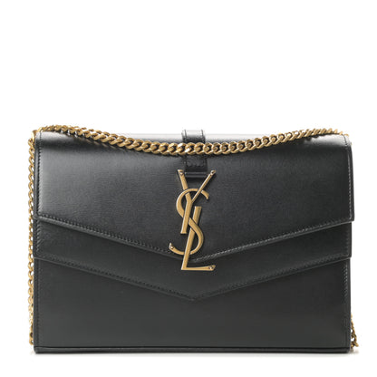 Saint Laurent Smooth Calfskin Sulpice Monogram Chain Wallet Black 1 of 11