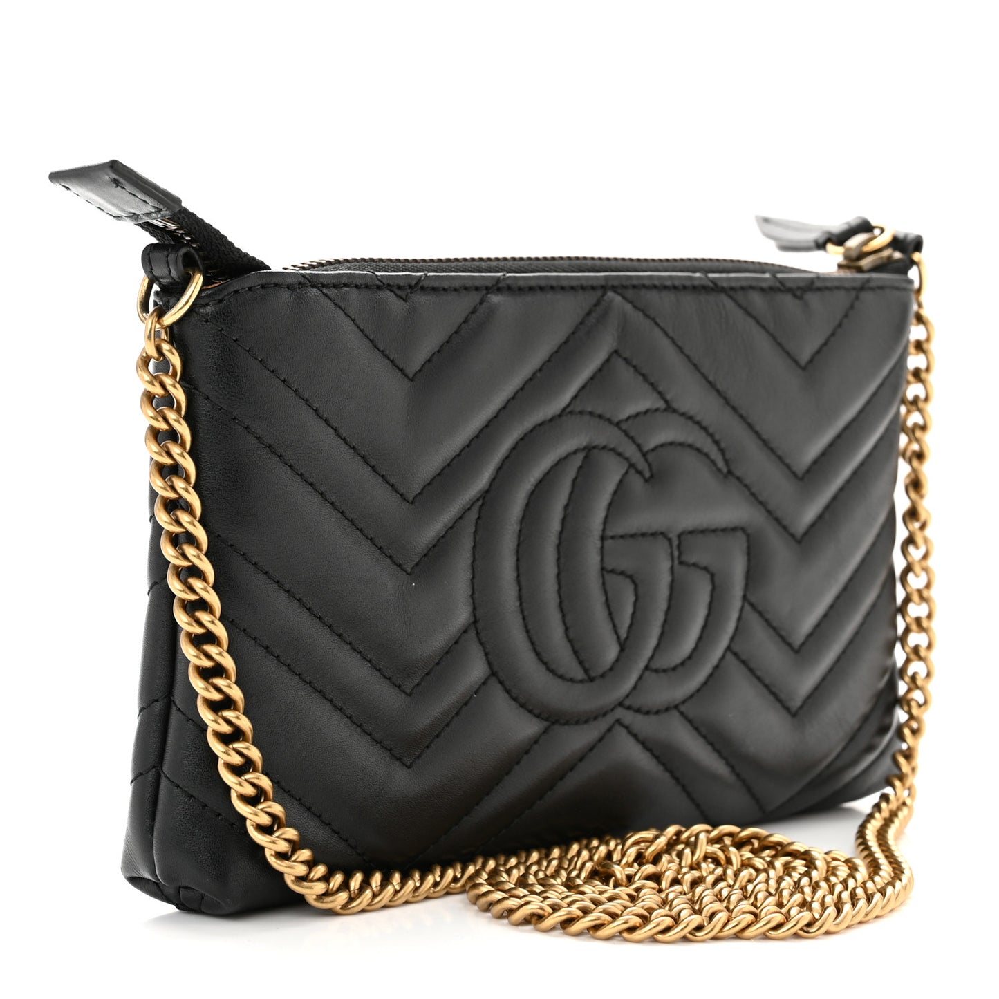 Calfskin Matelasse Mini GG Marmont Chain Bag Black