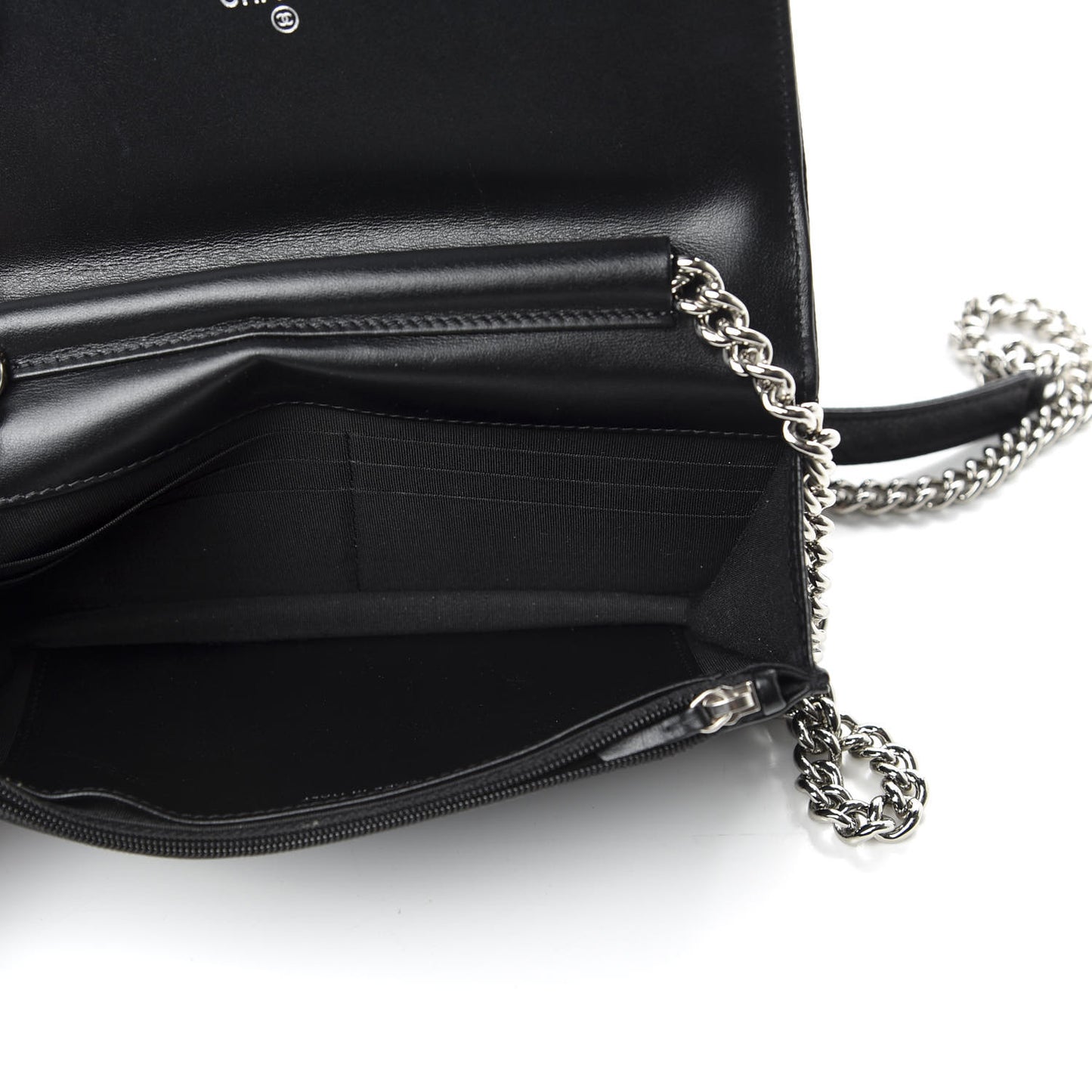 Caviar Chevron Quilted Boy Wallet On Chain WOC Black