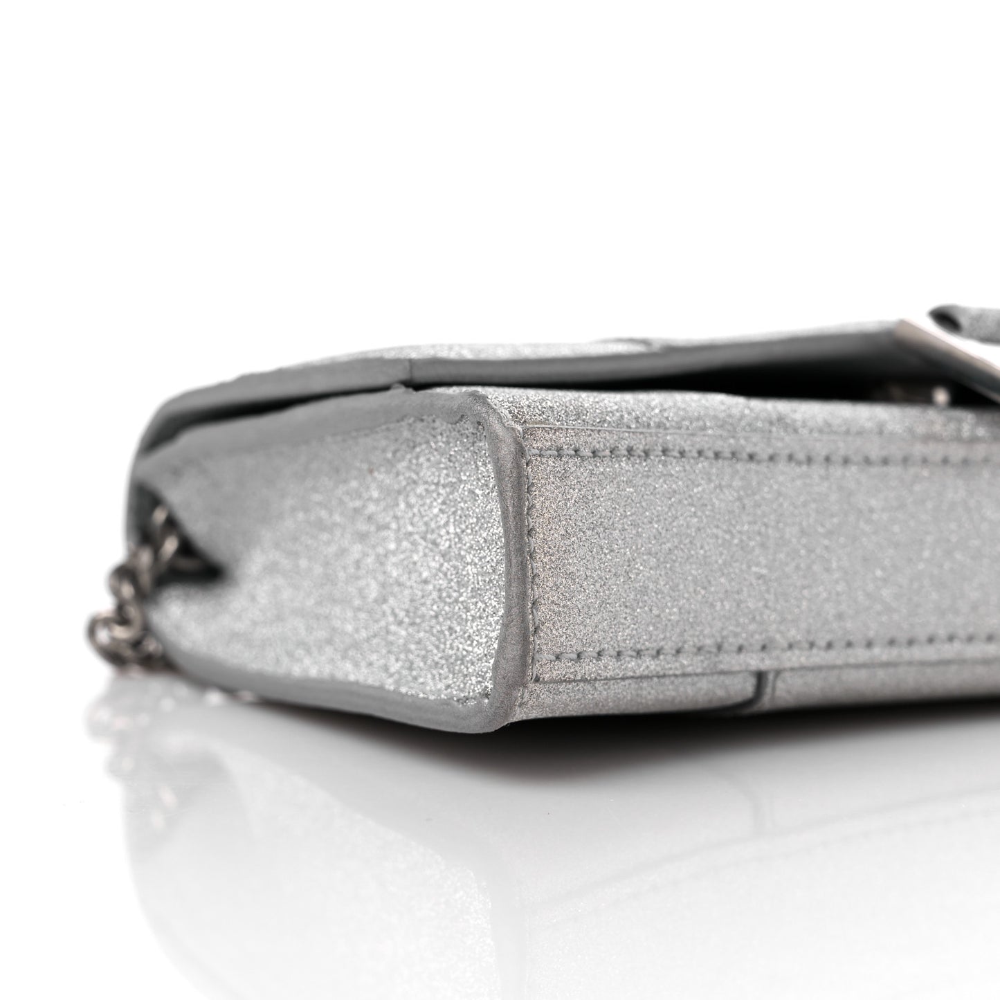 Sparkling Fabric XS Hourglass Wallet On Chain Silver