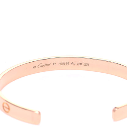 Cartier 18K Pink Gold LOVE Cuff Bracelet 17 4 of 6