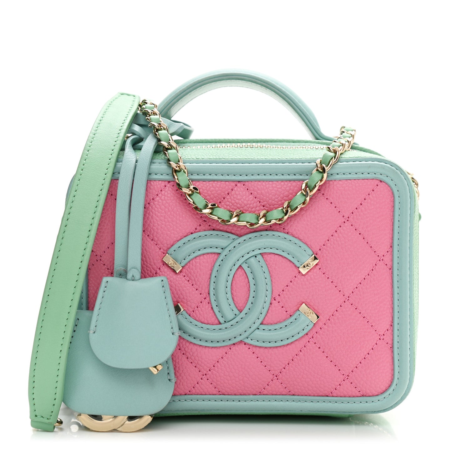 Caviar Quilted Small CC Filigree Vanity Case Multicolor