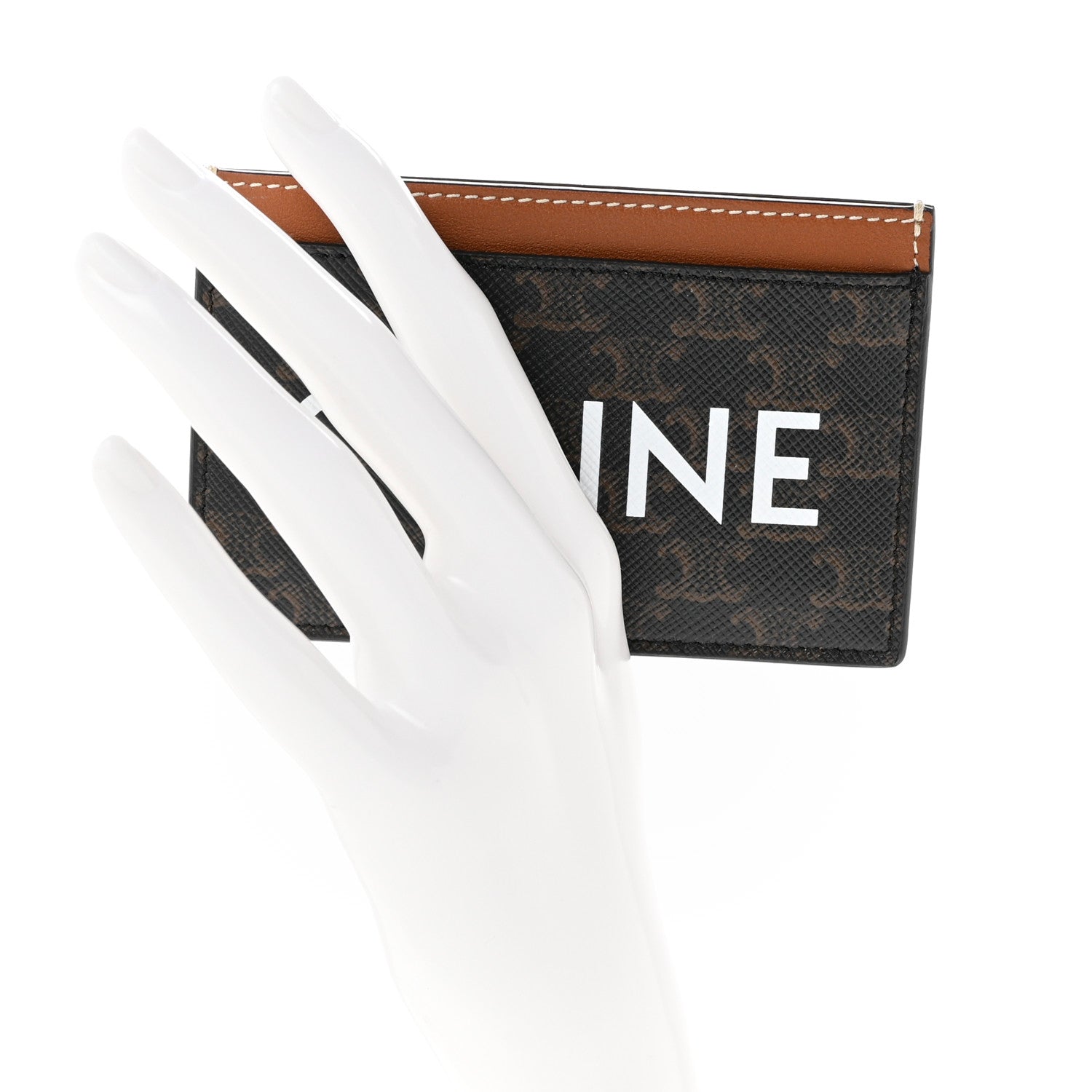Celine Triomphe Canvas Card Holder Tan 2 of 7