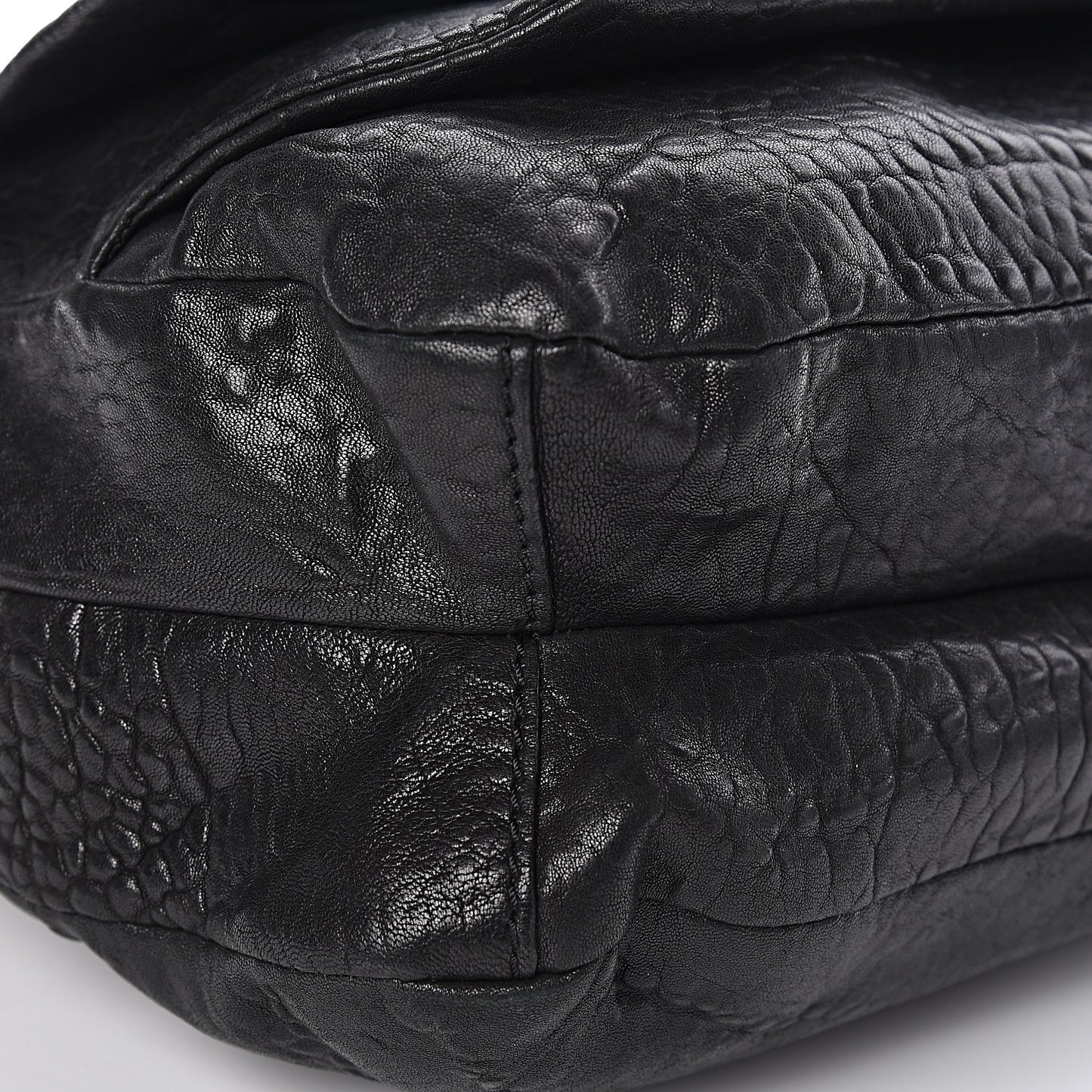 Pebbled Lambskin Shoulder Bag Black