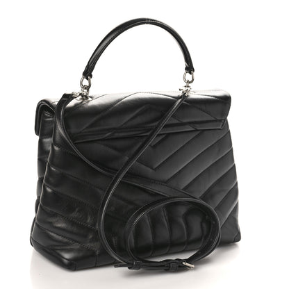 Saint Laurent Calfskin Y Quilted Monogram Medium Loulou Satchel Black 3 of 9