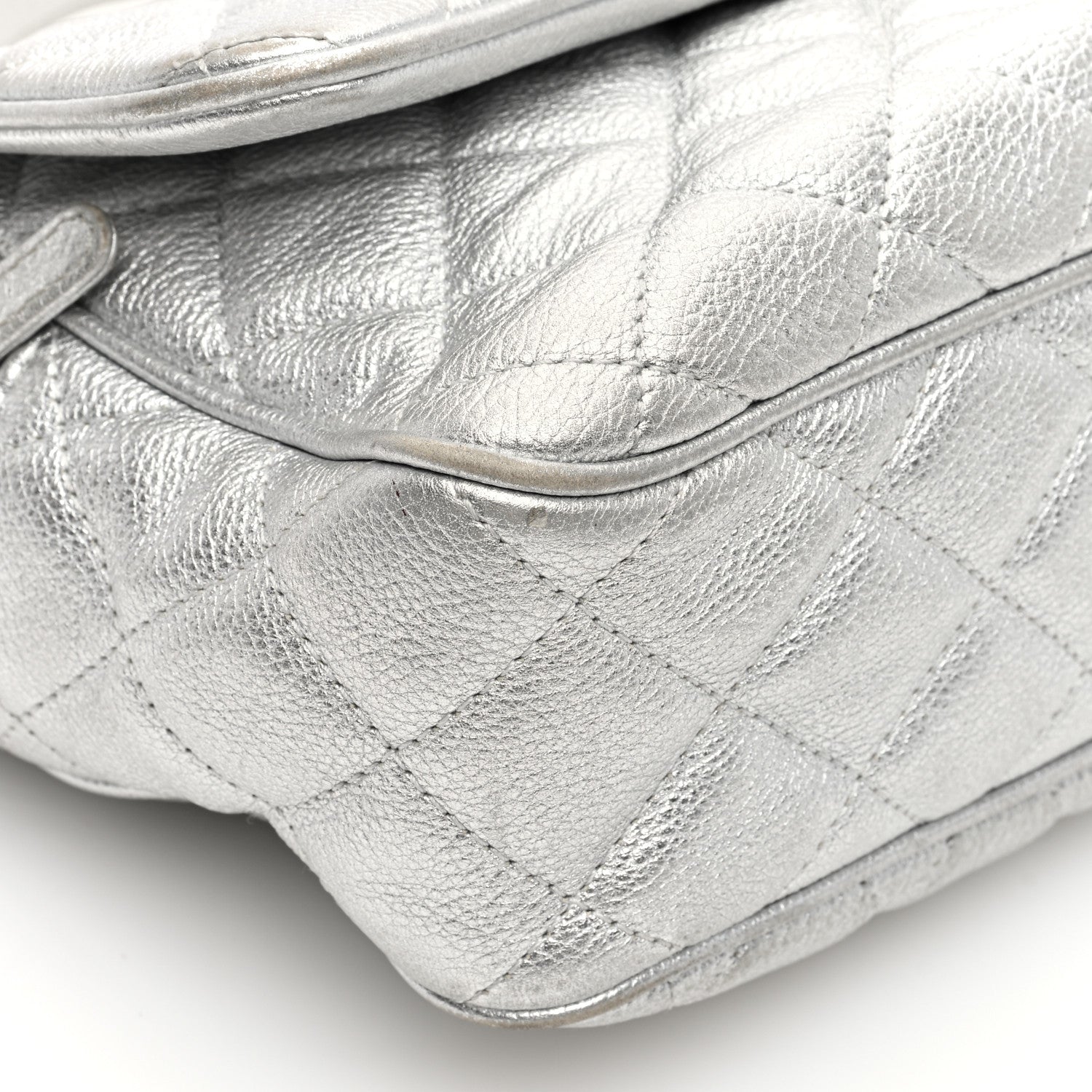 Chanel Metallic Calfskin Quilted Medium Casual Rock Flap Silver 9 of 12