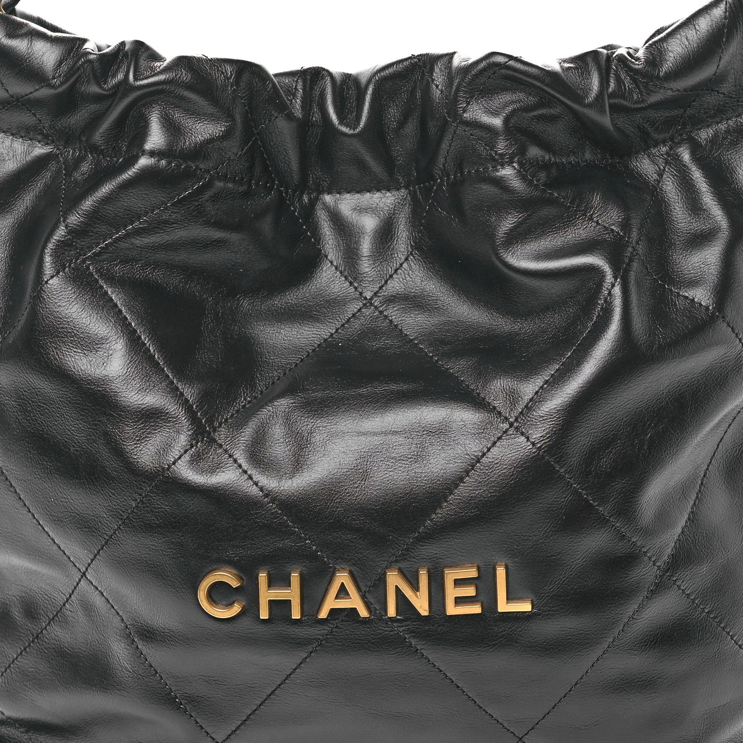 Shiny Calfskin Quilted Small Chanel 22 Black