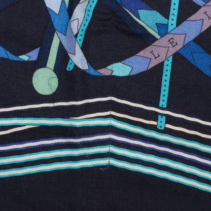 Hermes Cashmere Silk Le Laboratoire du Temps Shawl 140 Caban Turquoise Bleu 6 of 7