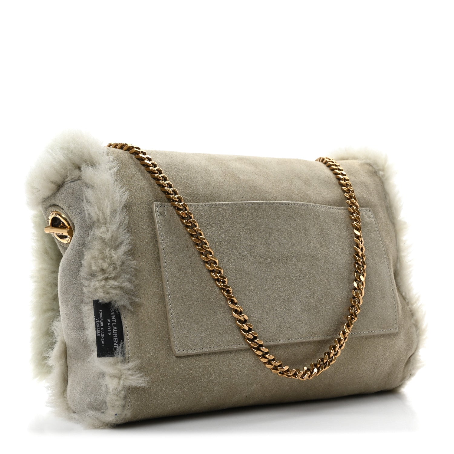 Saint Laurent Shearling Calfskin Medium Reversible Monogram Kate Satchel Grey 3 of 9