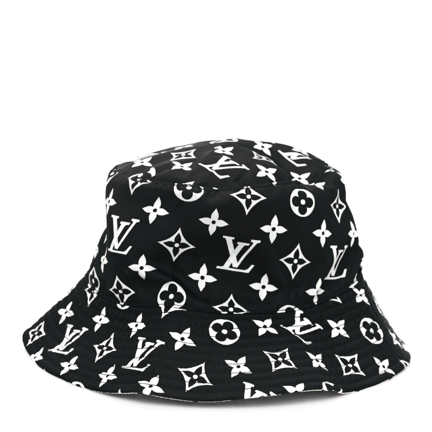 Louis Vuitton Nylon Monogram Reversible Bob Bucket Hat S Black White 1 of 13