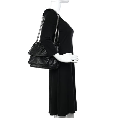 Saint Laurent Crinkled Calfskin Matelasse Monogram Medium Niki Chain Satchel Black 2 of 10