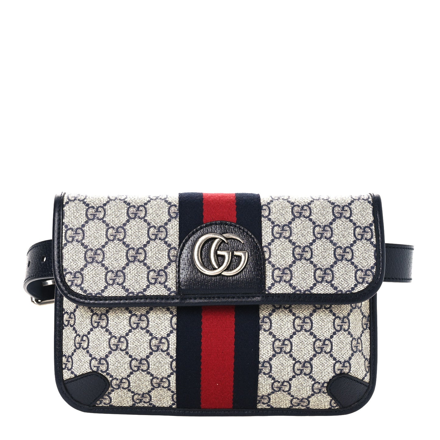 GG Supreme Monogram Web Small Ophidia Belt Bag 80 32 Beige Navy