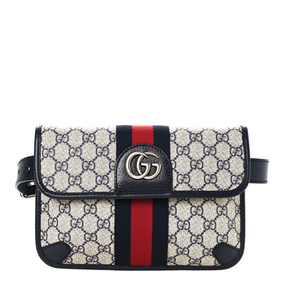 Gucci GG Supreme Monogram Web Small Ophidia Belt Bag 80 32 Beige Navy 1 of 9
