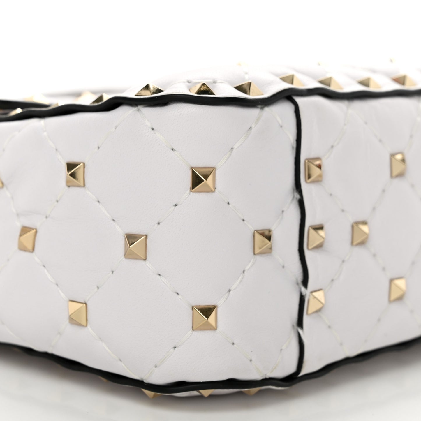 Lambskin VLTN Print Medium Rockstud Spike Shoulder Bag Optic White Black