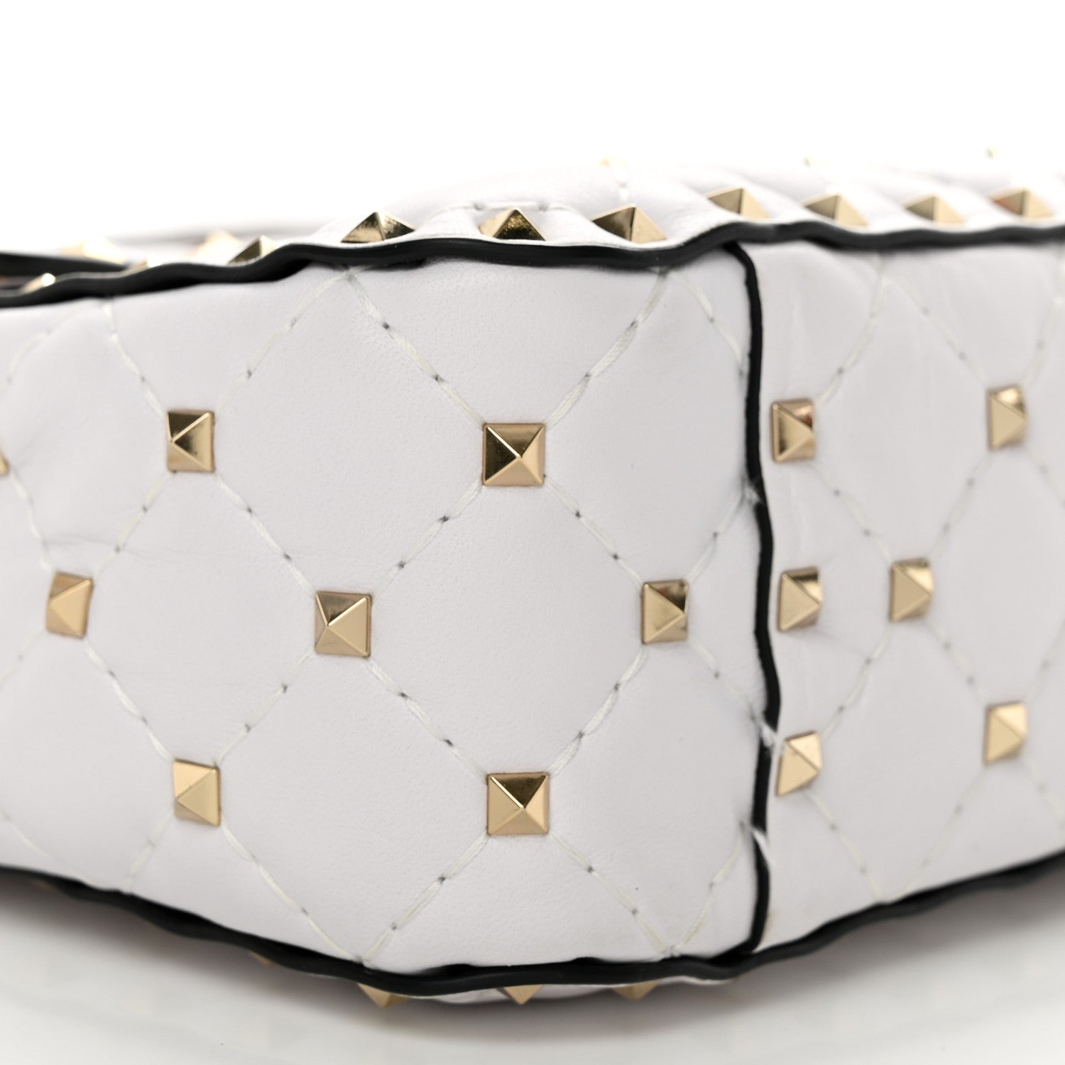 Valentino Garavani Lambskin VLTN Print Medium Rockstud Spike Shoulder Bag Optic White Black 8 of 14