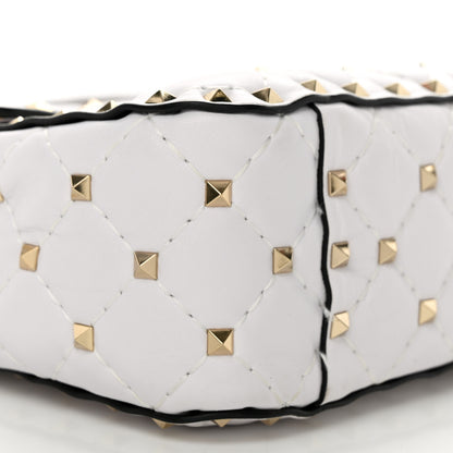 Valentino Garavani Lambskin VLTN Print Medium Rockstud Spike Shoulder Bag Optic White Black 8 of 14