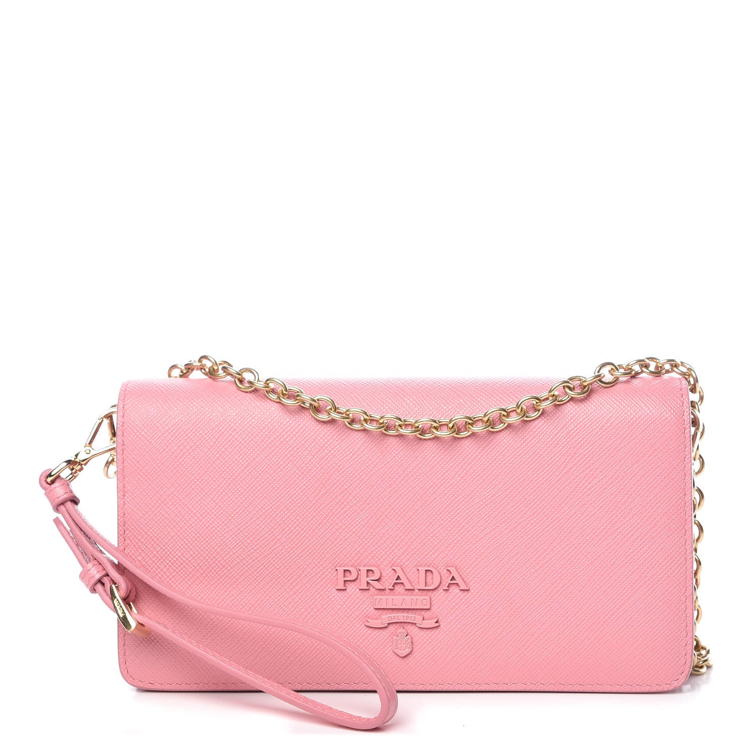 Prada Saffiano Shine Monochrome Chain Wallet Petalo 1 of 10