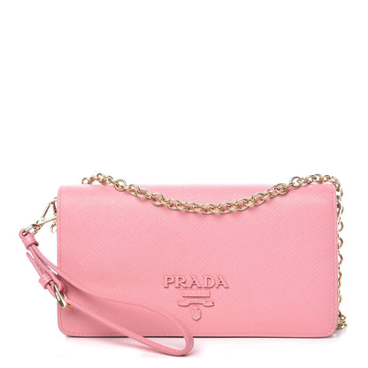 Prada Saffiano Shine Monochrome Chain Wallet Petalo 1 of 10