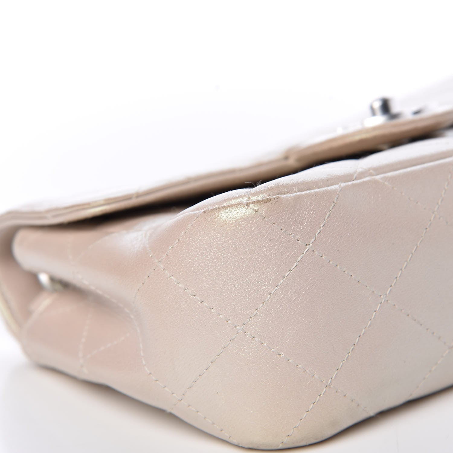 Chanel Metallic Lambskin Quilted Extra Mini Rectangular Flap Ivory 9 of 25