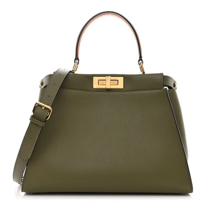 Fendi Vitello Seta Light Aura Shiny Nappa Medium Peekaboo I SEE U Satchel Equatore Cuoio 1 of 13