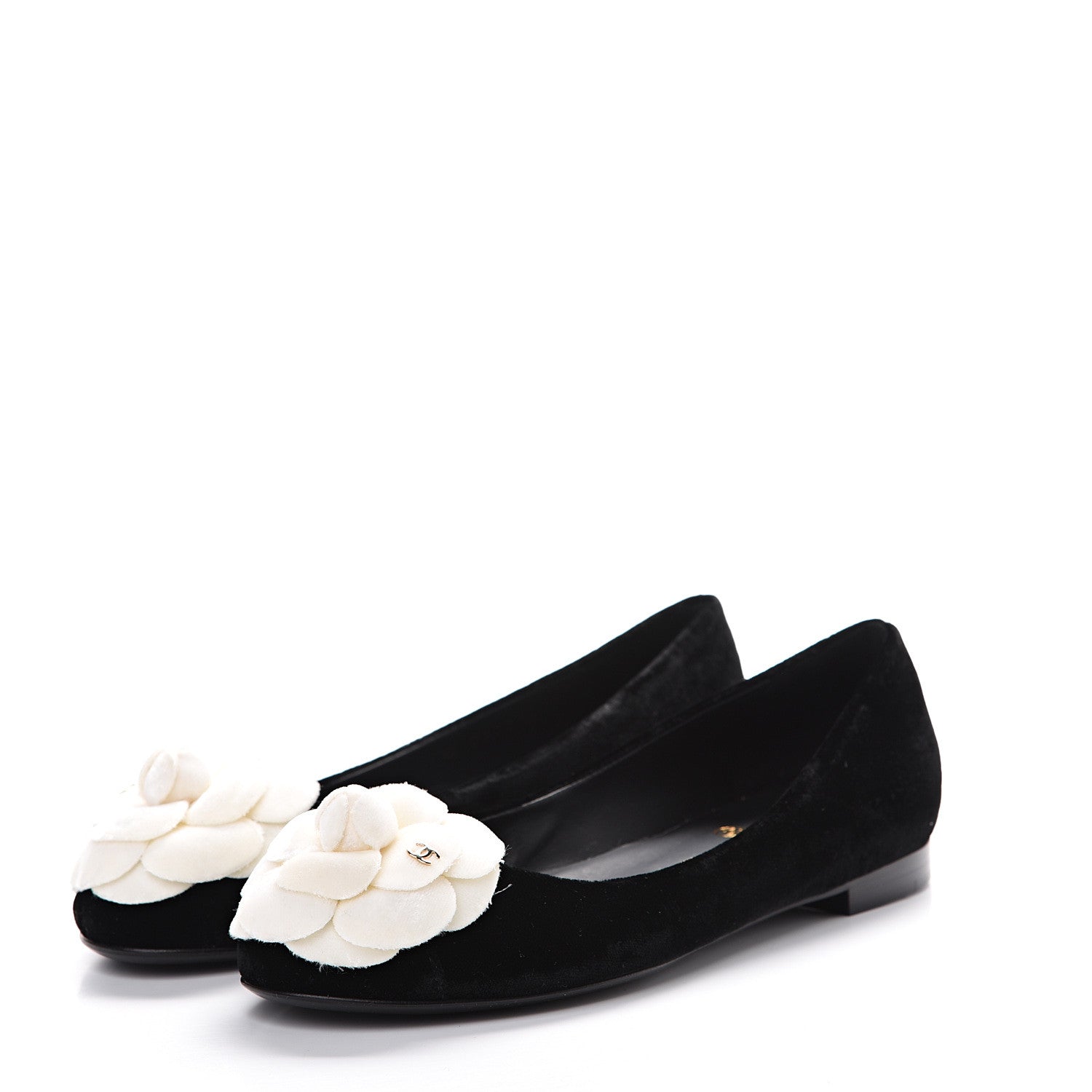 Chanel Velvet Camellia Ballerina Flats 35 Black 3 of 9