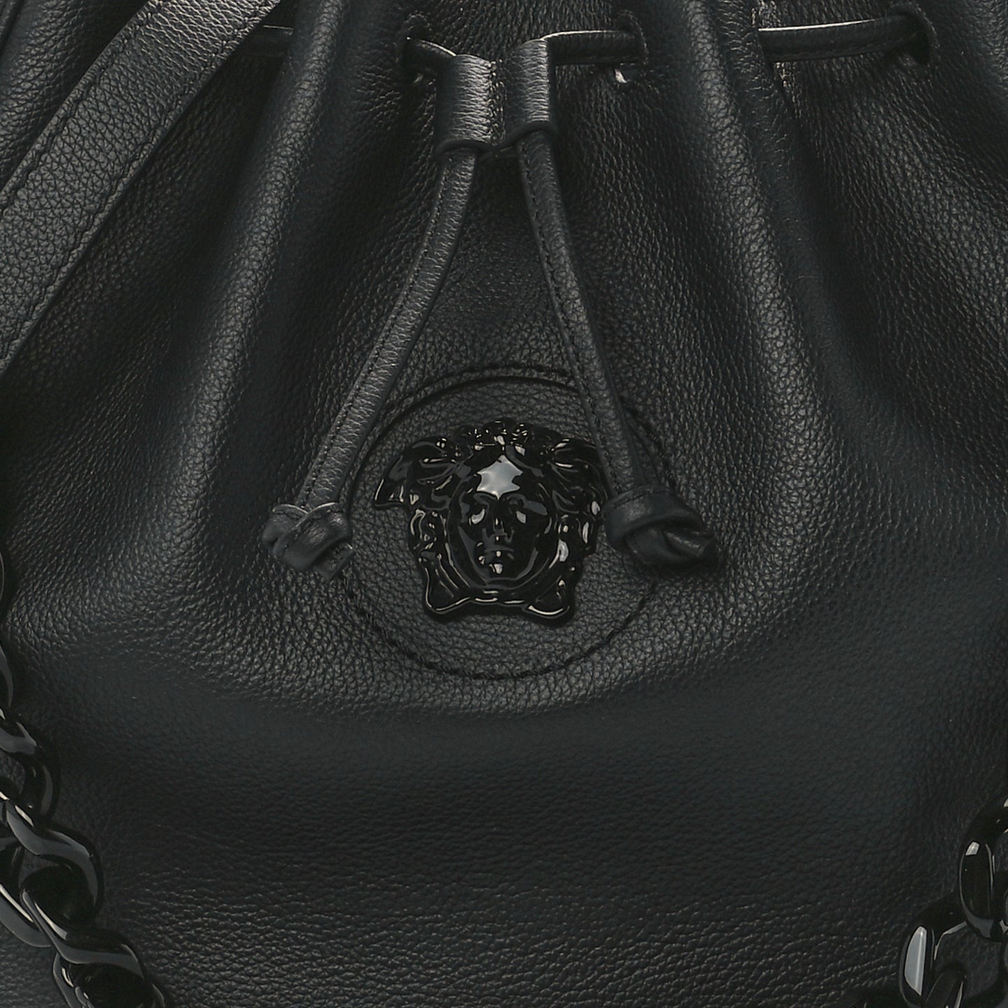 Grained Calfskin La Medusa Bucket Bag Black