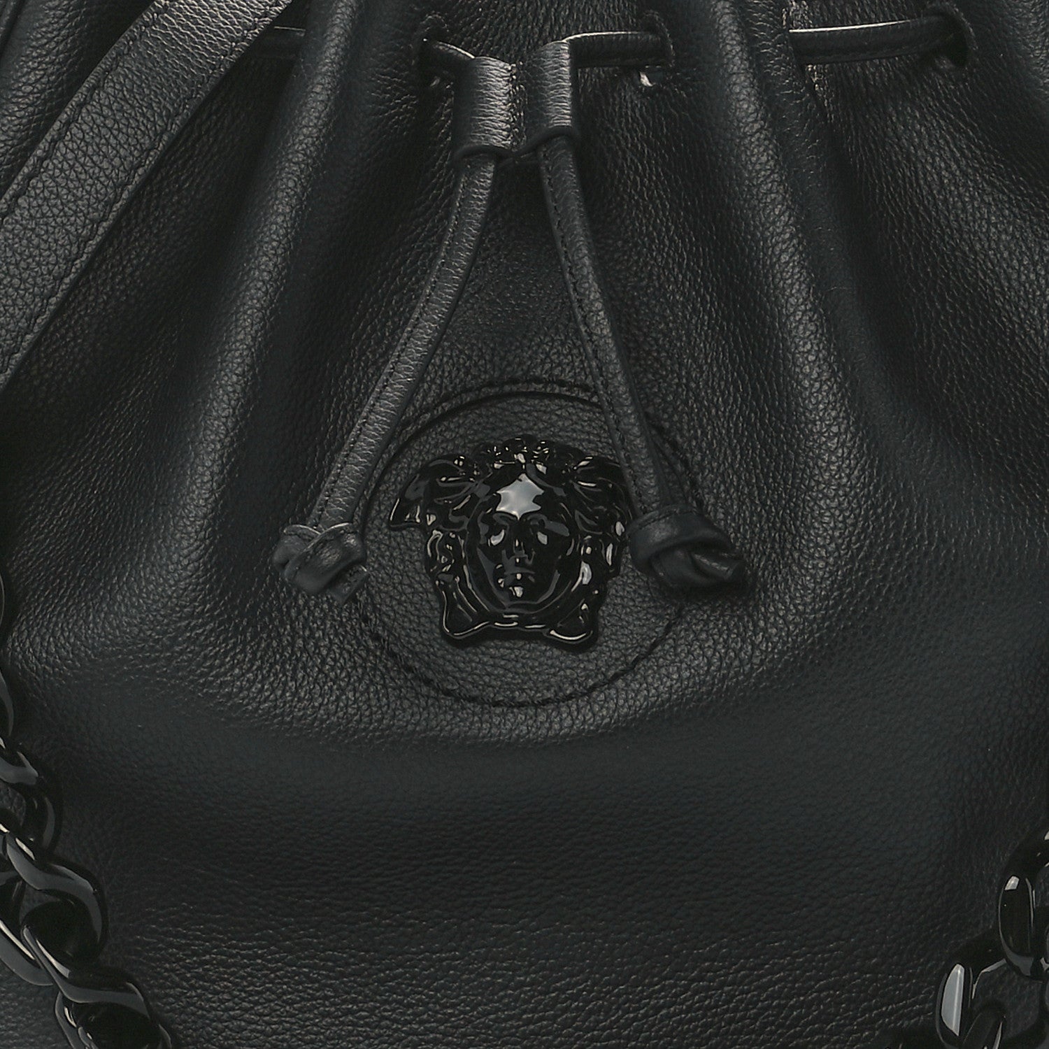 Versace Grained Calfskin La Medusa Bucket Bag Black 10 of 13