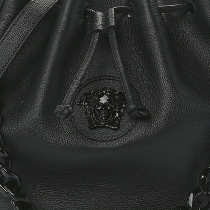Versace Grained Calfskin La Medusa Bucket Bag Black 10 of 13