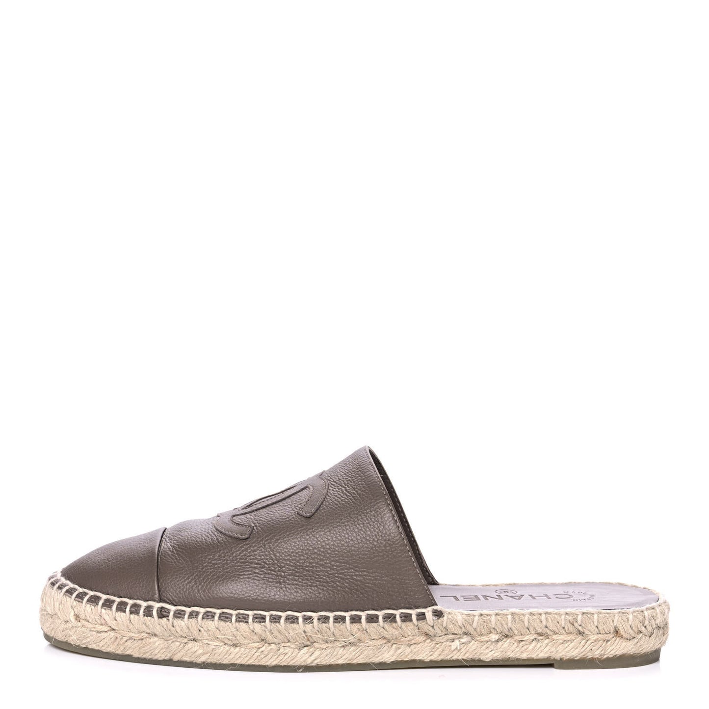 Calfskin CC Espadrille Mules 39 Dark Beige