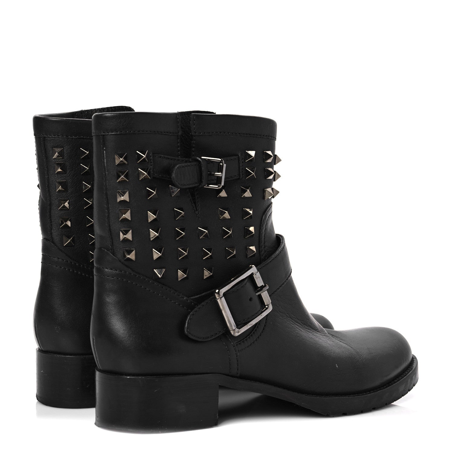 Valentino Garavani Calfskin Rockstud 30mm Biker Boots 41 Black 4 of 8