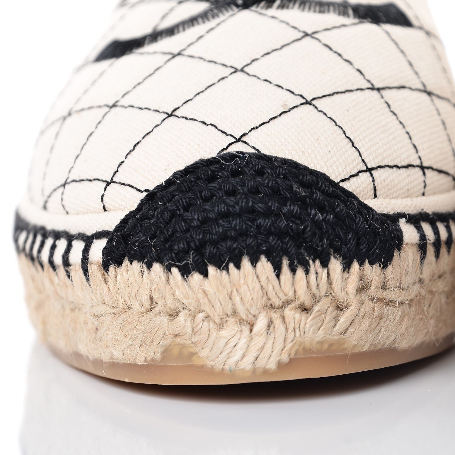 Chanel Fabric Biarritz CC Espadrilles 40 Beige Black 10 of 12