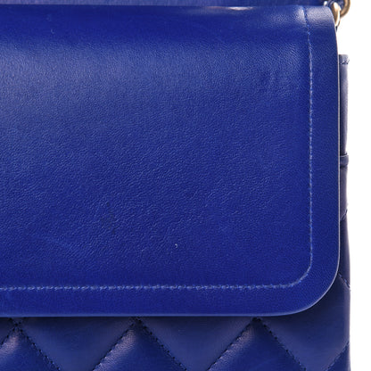 Chanel Lambskin Quilted Jumbo Double Flap Blue 16 of 22