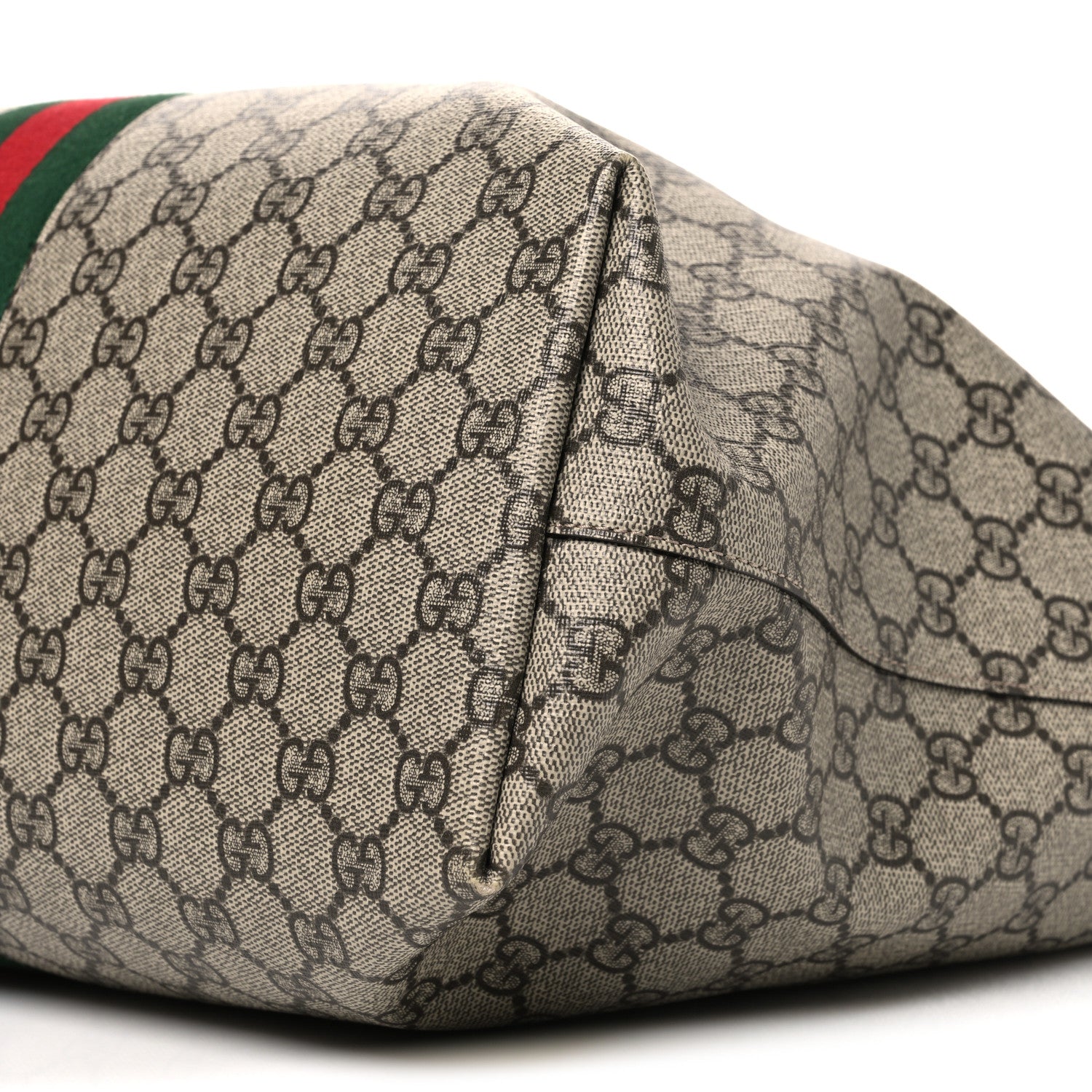 Gucci GG Supreme Monogram Textured Calfskin Web Medium Ophidia Shopping Tote Beige Ebony New Acero 10 of 12
