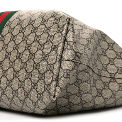 Gucci GG Supreme Monogram Textured Calfskin Web Medium Ophidia Shopping Tote Beige Ebony New Acero 10 of 12