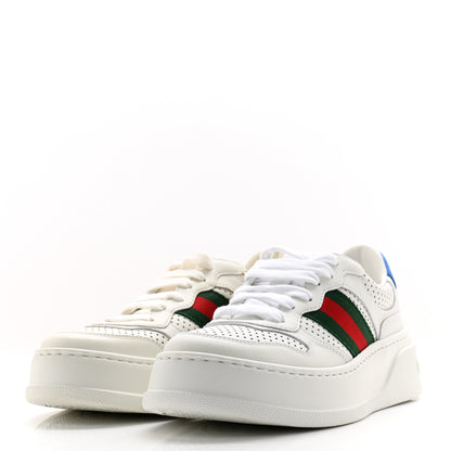 Gucci Calfskin Web Perforated Womens Platform 55mm Sneakers 37.5 White Bright Splash 3 of 11