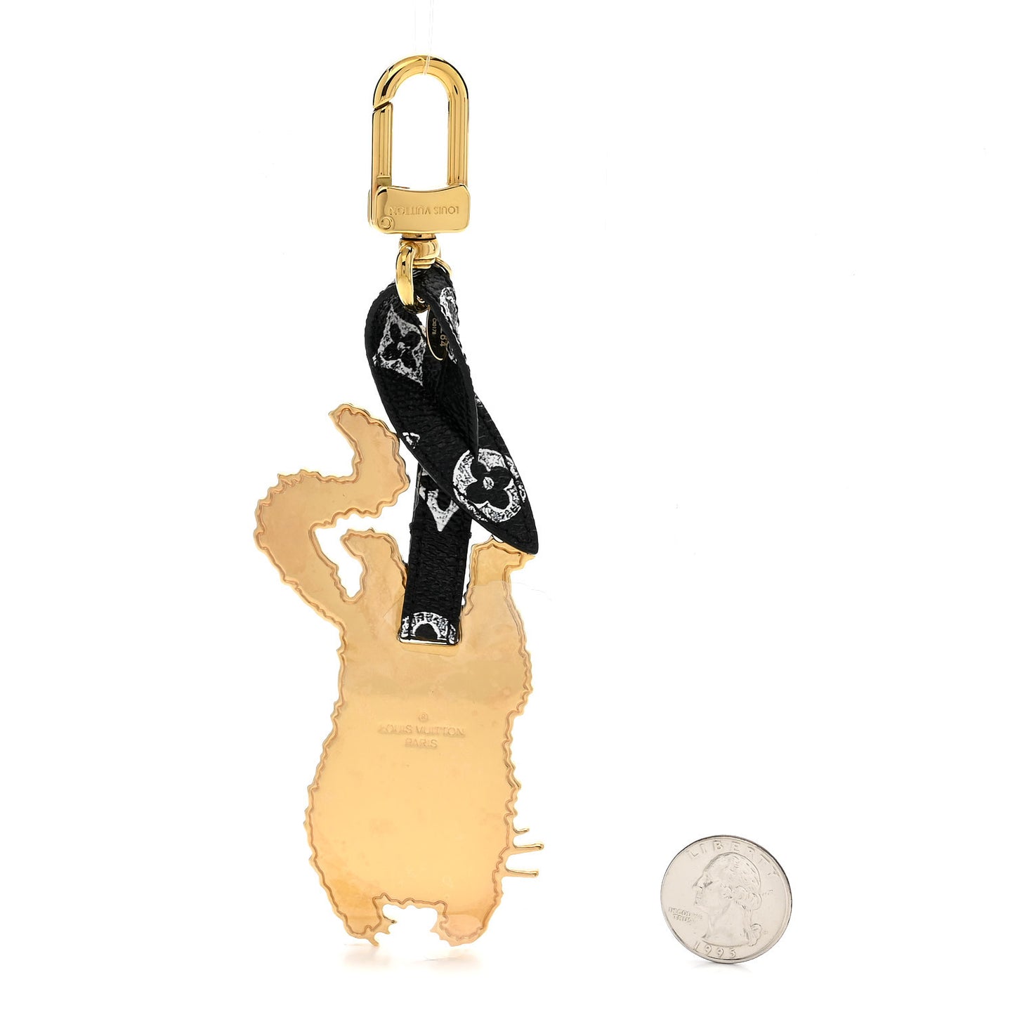Catogram Flying Cat Bag Charm Key Holder Gold Black