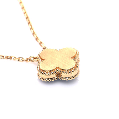 Van Cleef & Arpels 18K Yellow Gold Diamond Celestial Blue Sevres Porcelain Vintage Alhambra Pendant Necklace 6 of 6