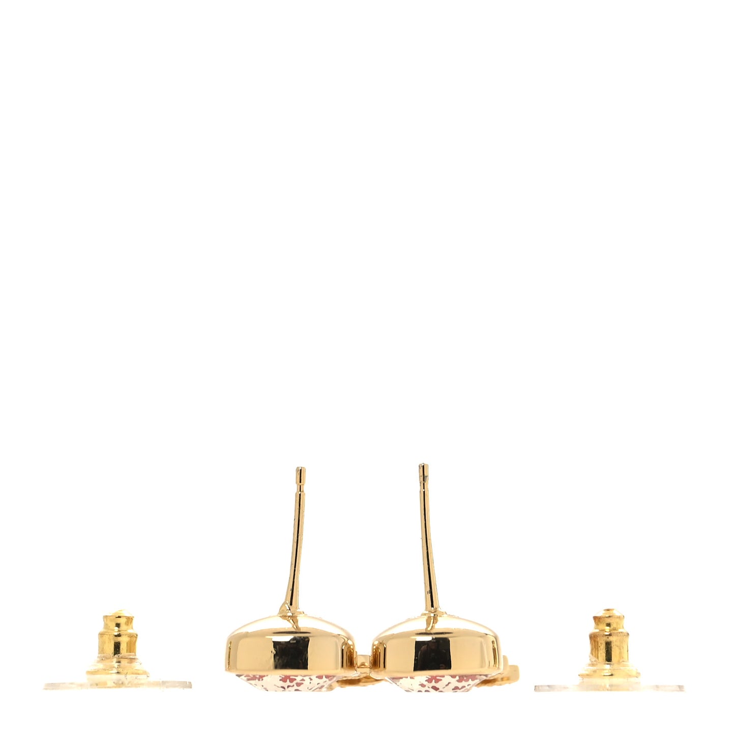 Crystal Printed CC Drop Earrings Gold Pink