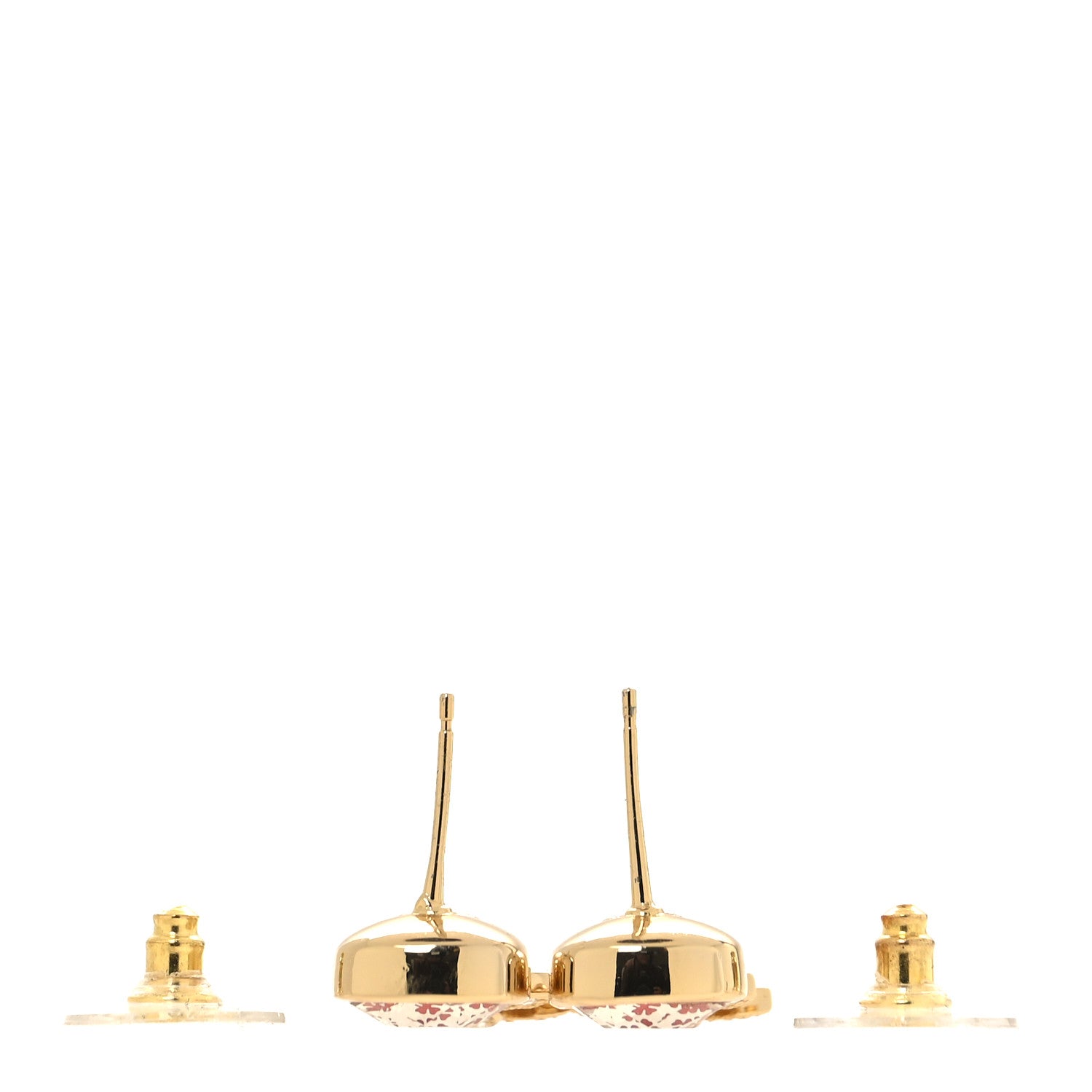 Chanel Crystal Printed CC Drop Earrings Gold Pink 3 of 5