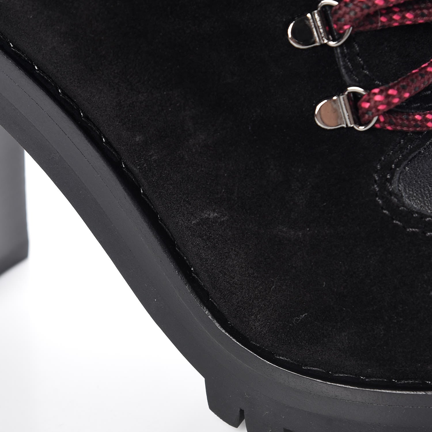 Valentino Garavani Suede Shearling Rockstud Lace-Up Ankle Boots 39.5 Black 12 of 17
