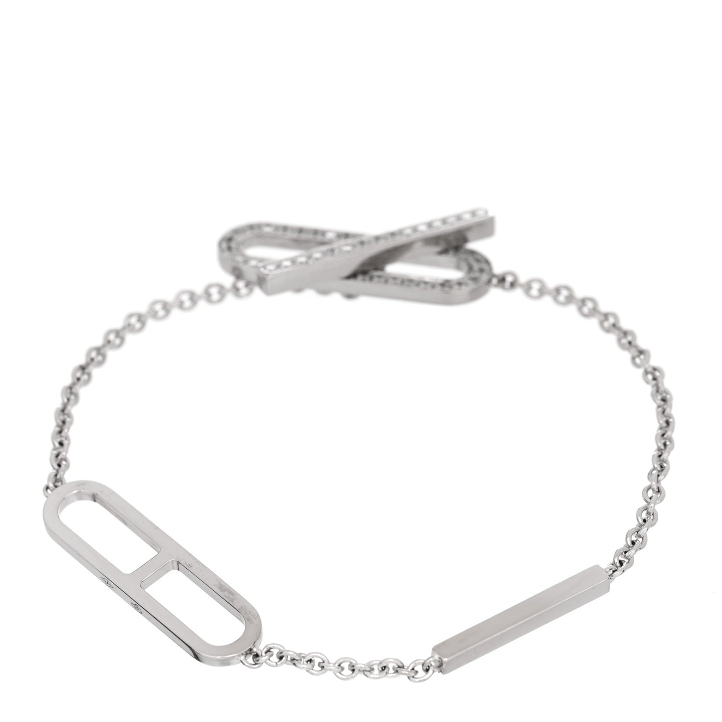 18K White Gold Diamond PM Ever Chaine D'Ancre Bracelet SH