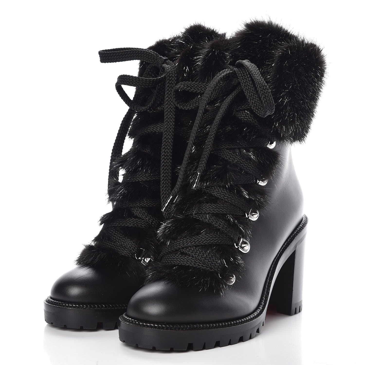 Christian Louboutin Nappa Fox Fur Fanny 70 Ankle Boots 36 Black 3 of 8