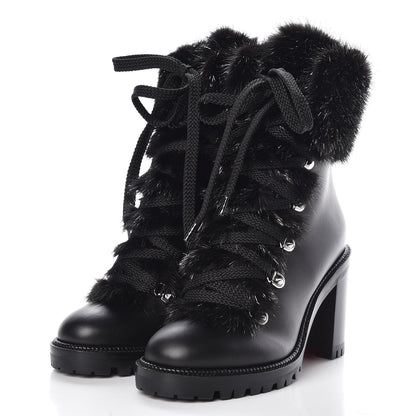 Christian Louboutin Nappa Fox Fur Fanny 70 Ankle Boots 36 Black 3 of 8
