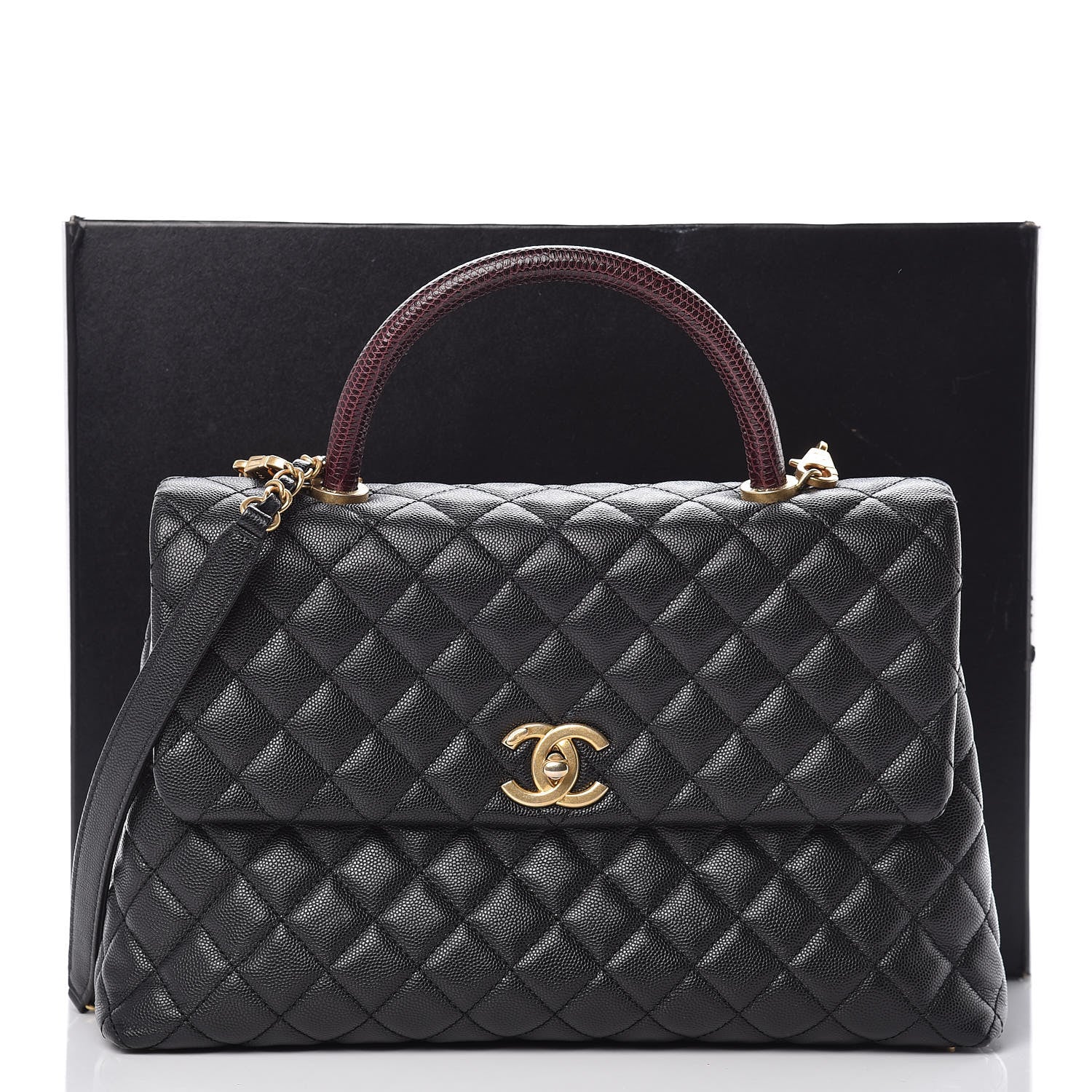 Chanel Caviar Lizard Quilted Medium Coco Handle Flap Black 11 of 11