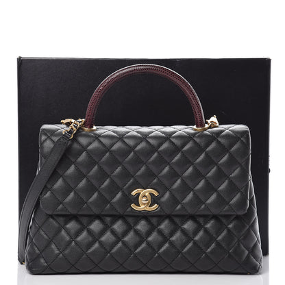 Chanel Caviar Lizard Quilted Medium Coco Handle Flap Black 11 of 11