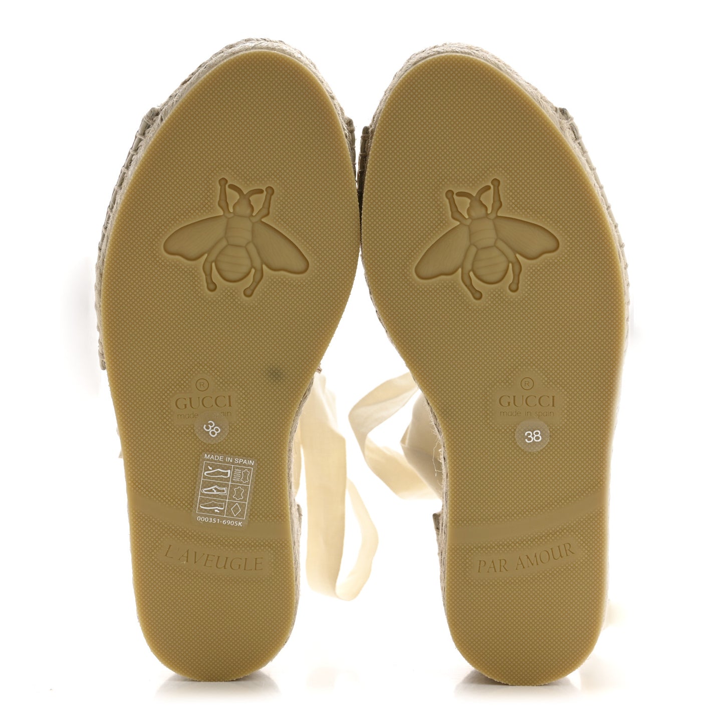 Canvas Damita GG Eyelet Espadrille Wedge Sandals 38 Ivory