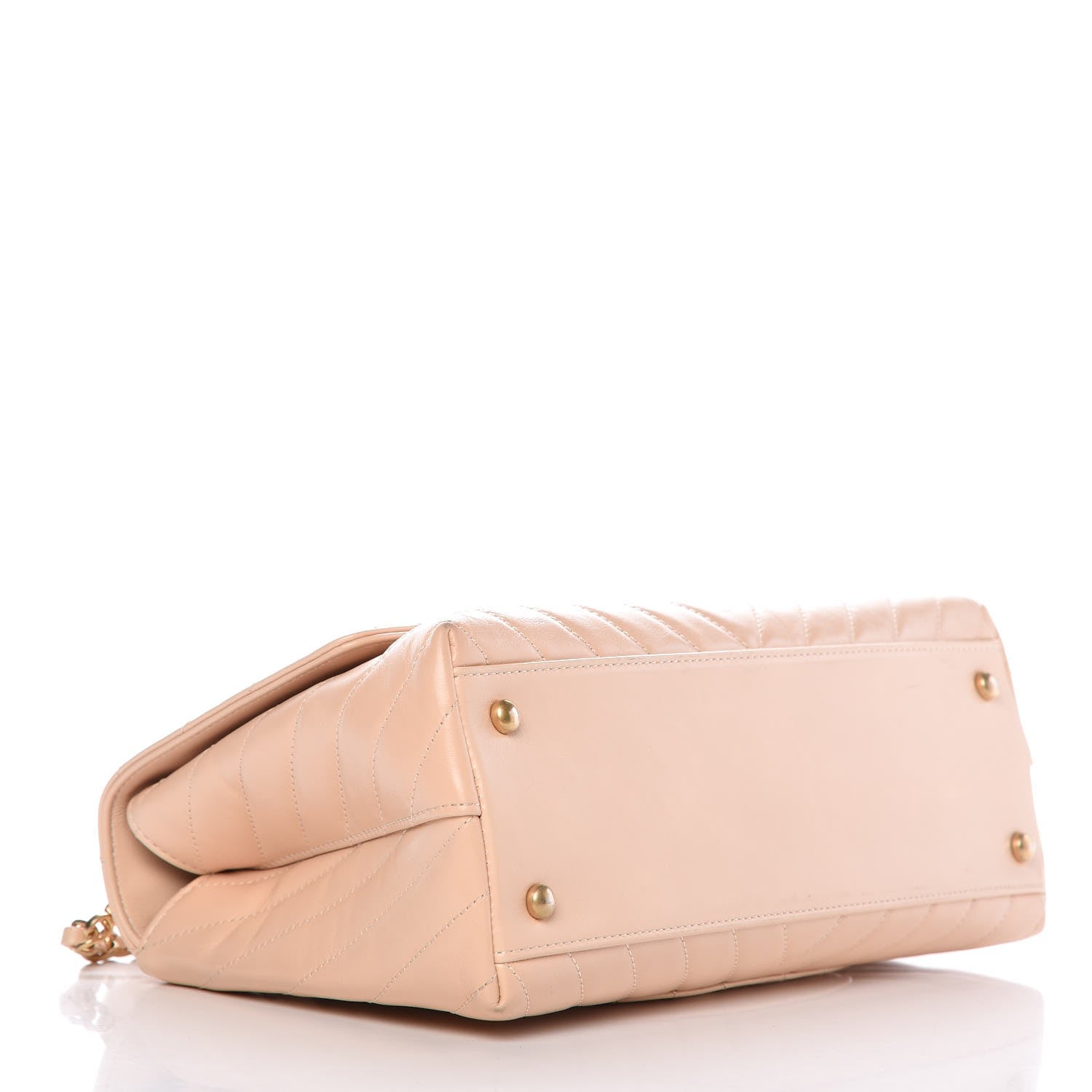 Chanel Calfskin Chevron Quilted Small Coco Handle Flap Light Beige 4 of 13