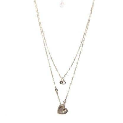 Christian Dior Crystal Heart Multi Strand Necklace Gold 1 of 5
