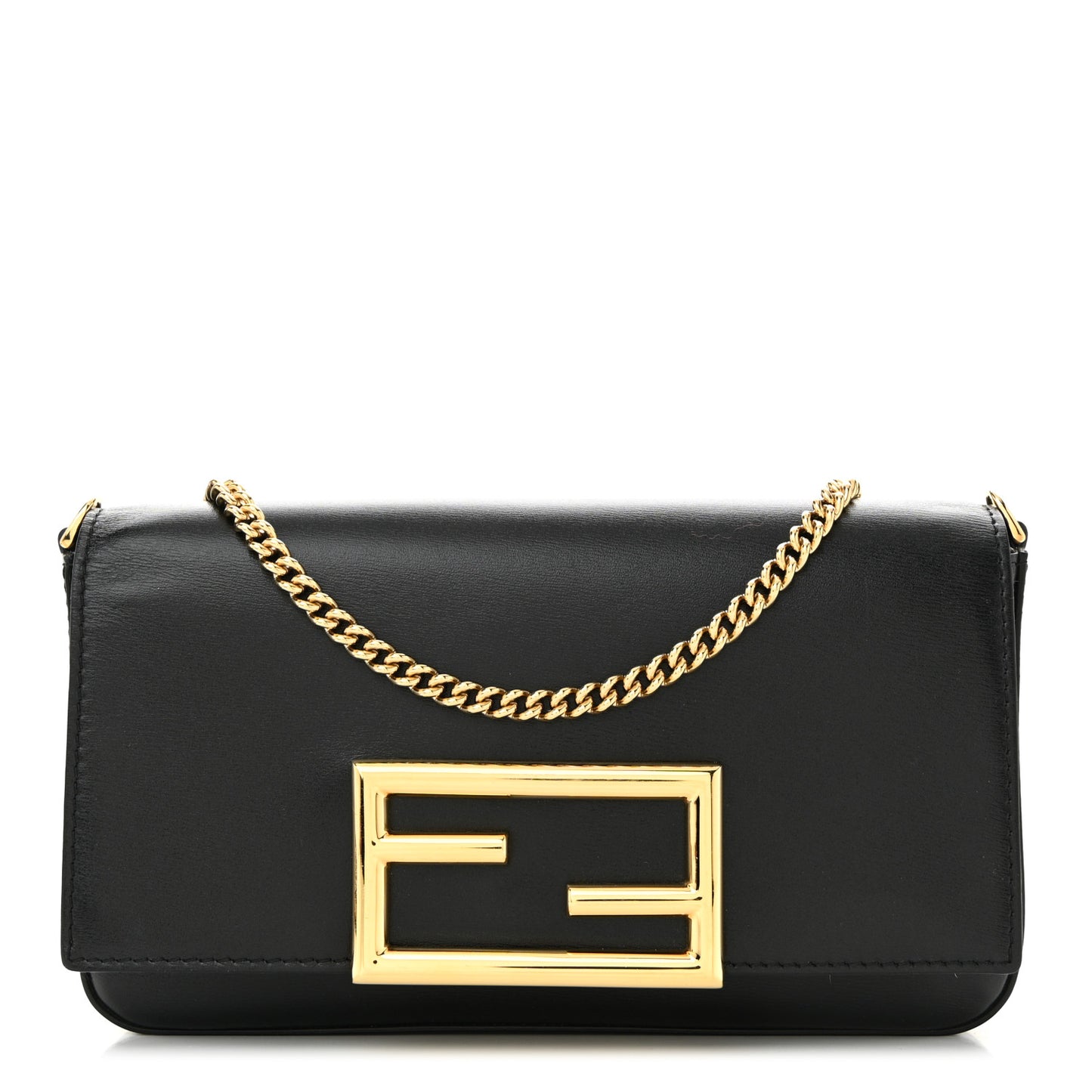 Vitello Palmellato Wallet on Chain with Pouches Black