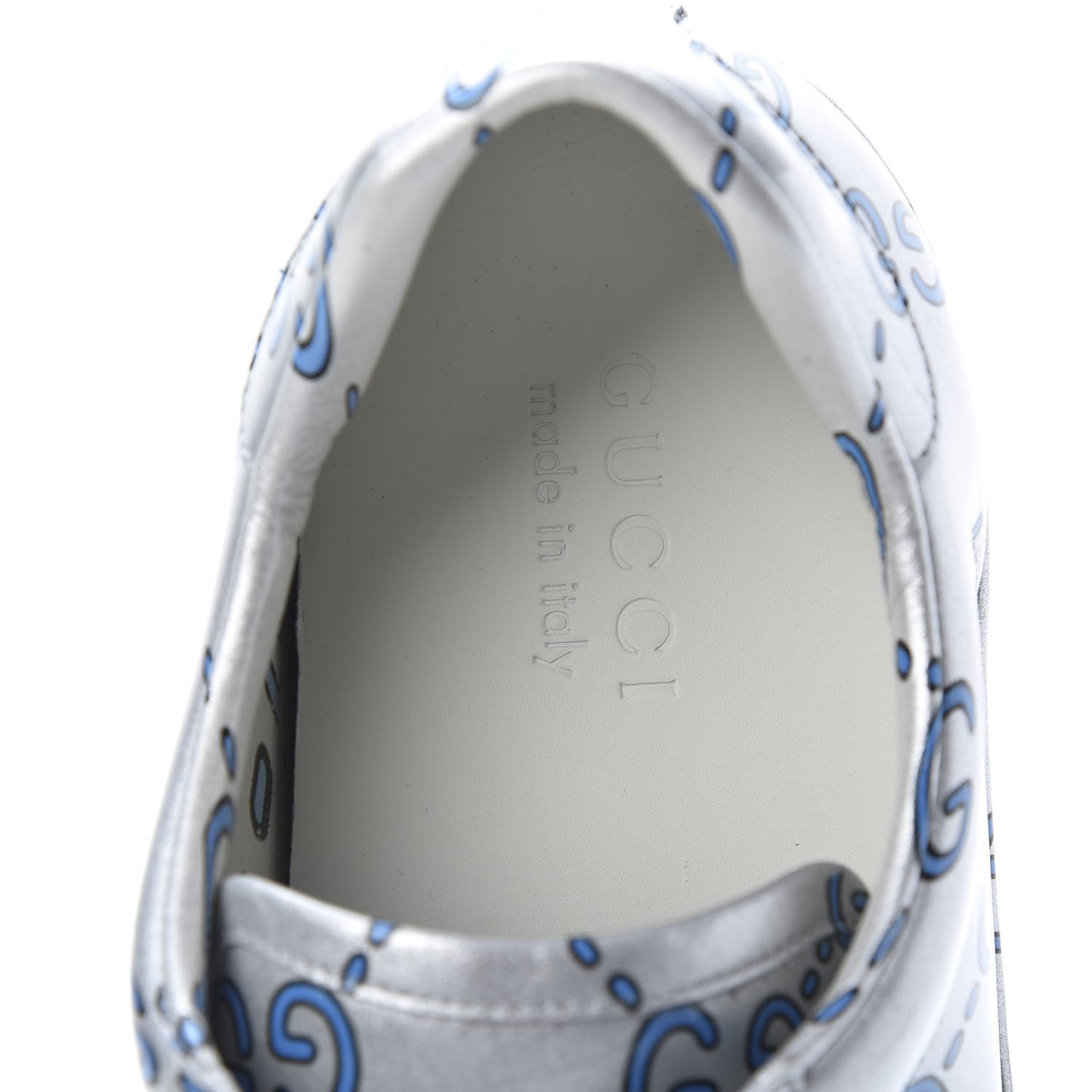 Miro Rubber Wax GucciGhost Print Mens New Ace Sneakers 9.5 Silver